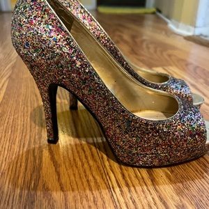 Candies-Pink sparkly heels.